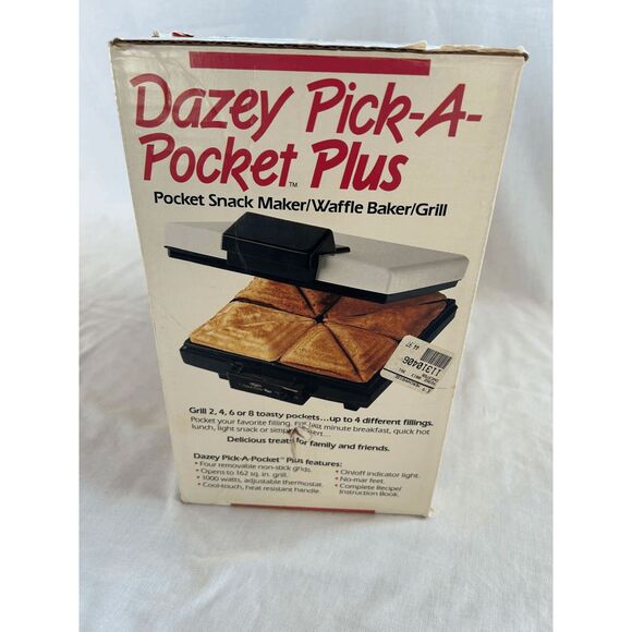 Dazey Pick-A-Pocket Plus Snack Maker/Waffle Baker/Grill, New, Open Box - Picture 2 of 9